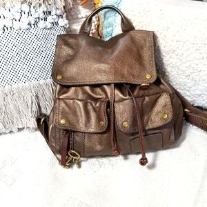 Fossil Metallic Brown Backpack